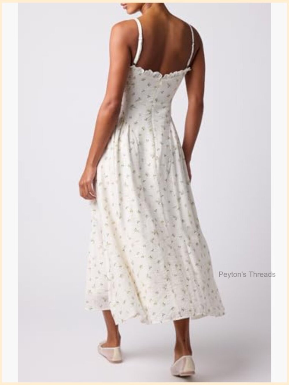 Floral Midi Dress with Ruffle Bow and Basque Waist - Picture 2 of 5